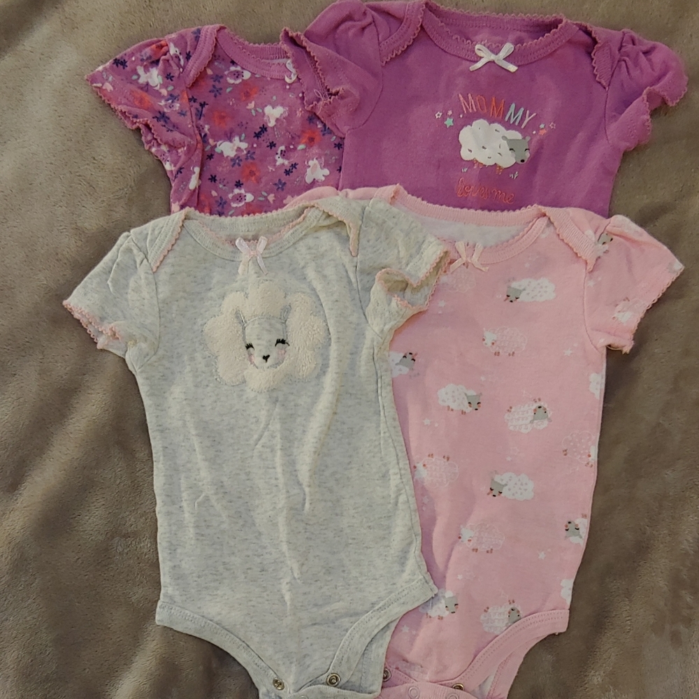 4 Pack Lamb Themed Bodysuits